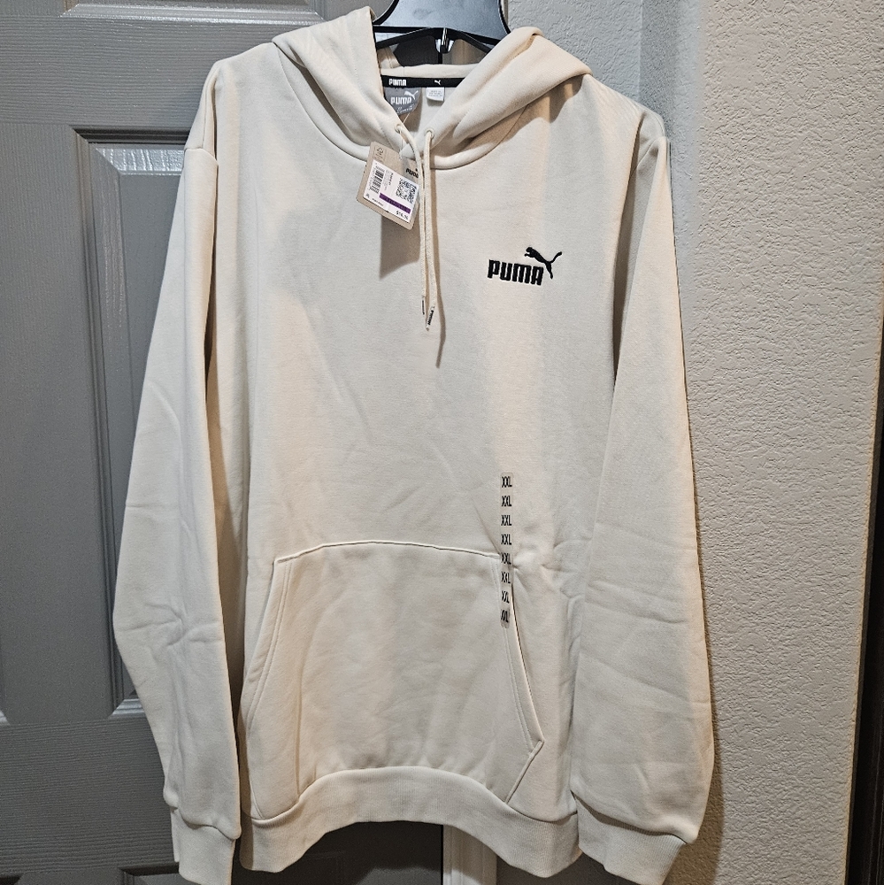 PUMA 2XL PULLOVER HOODIE IN BONE CREAM